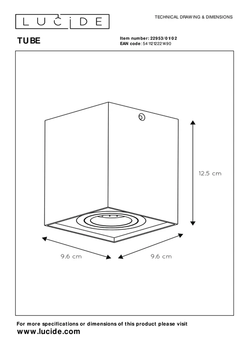 Lucide TUBE - Foco de techo - 1xGU10 - Oro mate / Latón - técnico